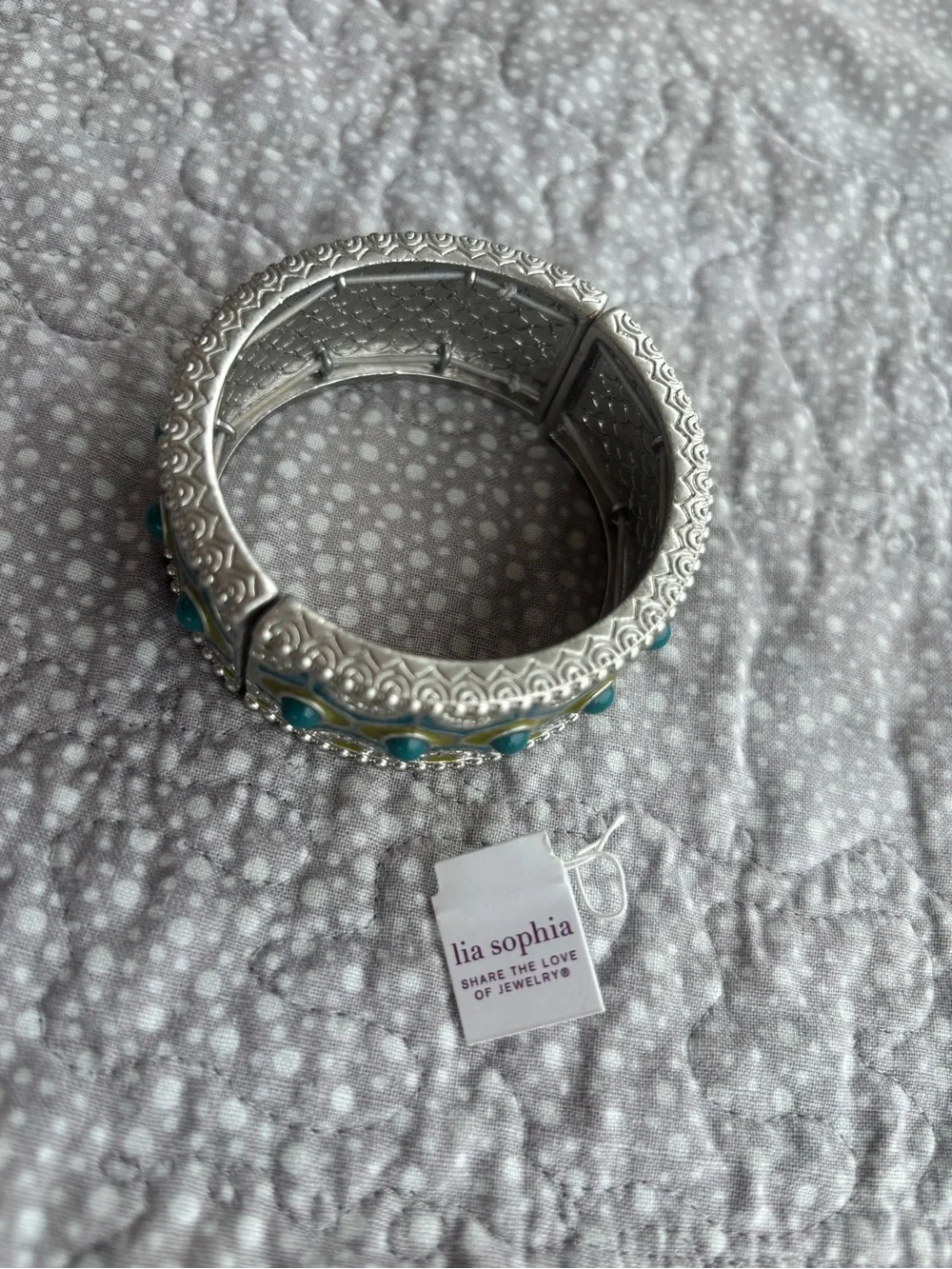 Lia Sophia Blue and Green Enamel Decorative Cuff Bracelet